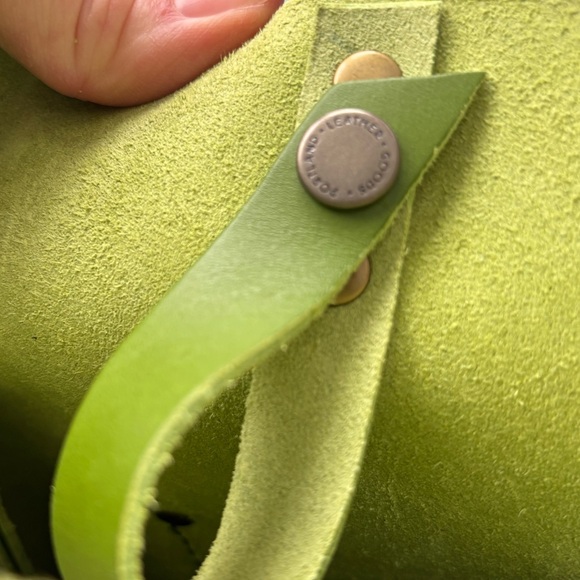 Portland Leather Green Tote with Brown Straps - Picture 7 of 13